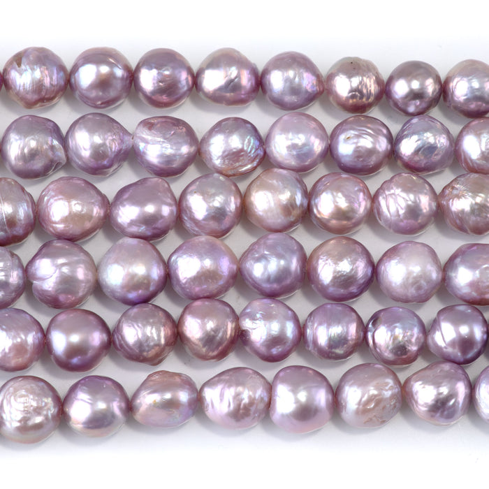 Freshwater Pearl 10mm Purple "Edison" Semi Baroque Beads - 15-16 Inch
