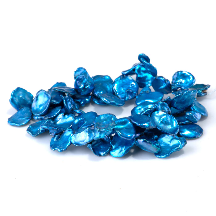 Freshwater Pearl 11-14mm Blue Top Drilled Keshi Beads - 15-16 Inch