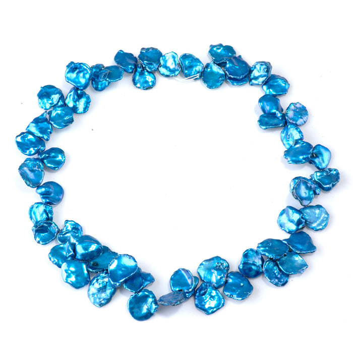 Freshwater Pearl 11-14mm Blue Top Drilled Keshi Beads - 15-16 Inch