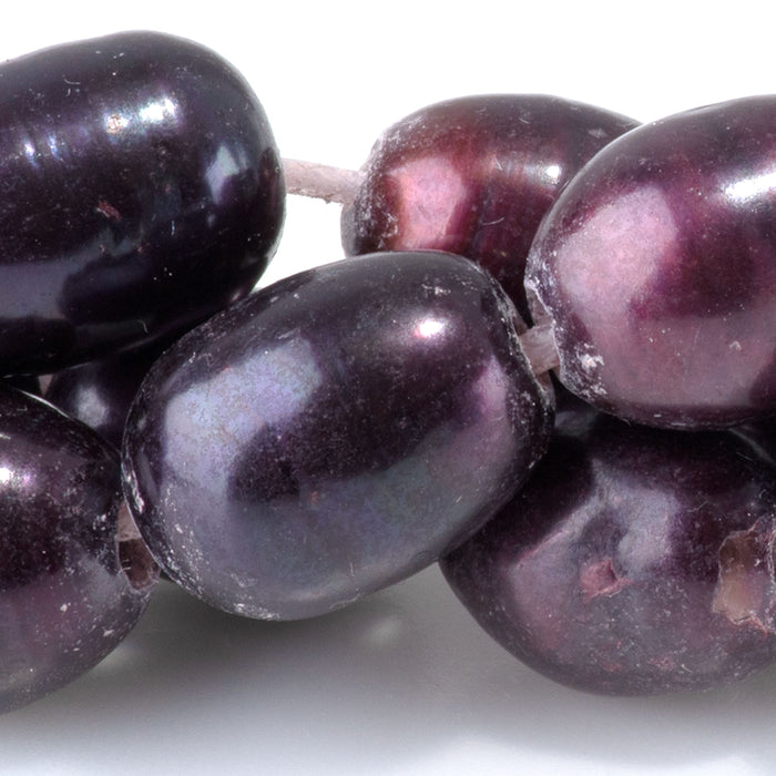 Freshwater Pearl 11-12x14-15mm Purple Rice Large Hole Beads - 8 Inch