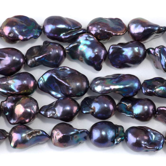 Freshwater Pearl 11-22mm Peacock Baroque Beads - 15-16 Inch