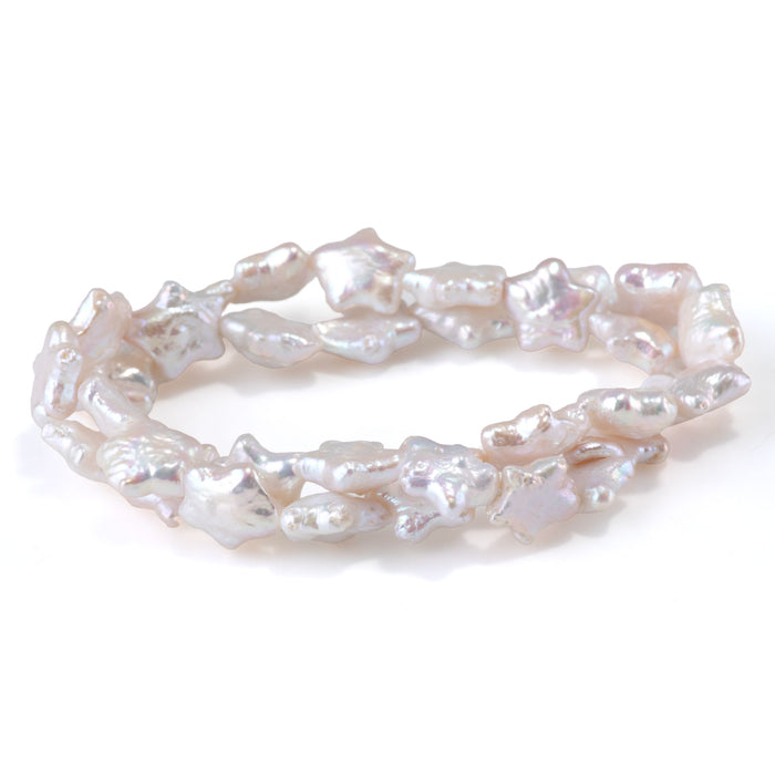 Freshwater Pearl 11x13mm White Star Beads - 15-16 Inch