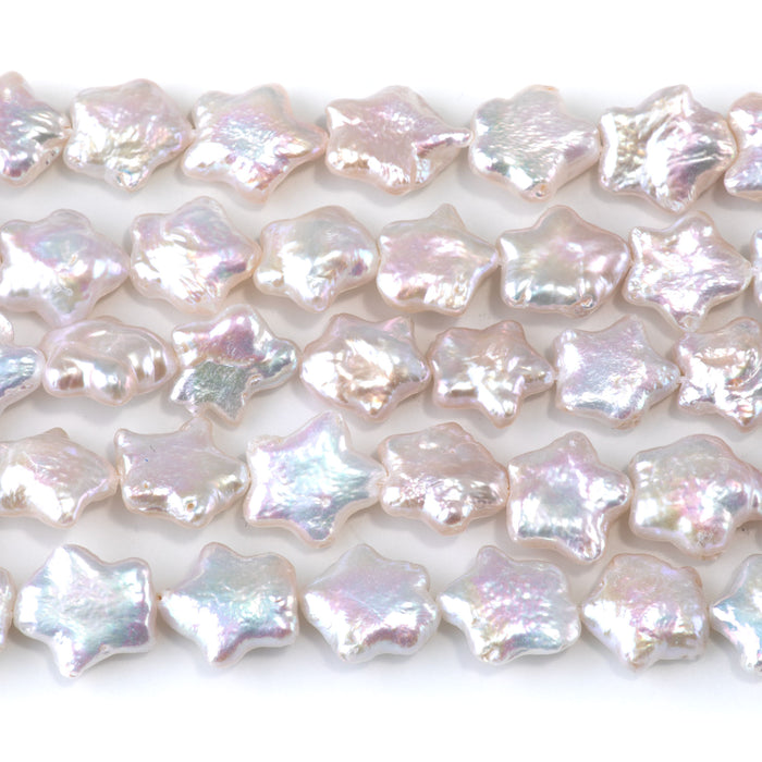 Freshwater Pearl 11x13mm White Star Beads - 15-16 Inch