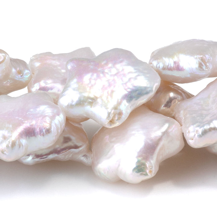 Freshwater Pearl 11x13mm White Star Beads - 15-16 Inch