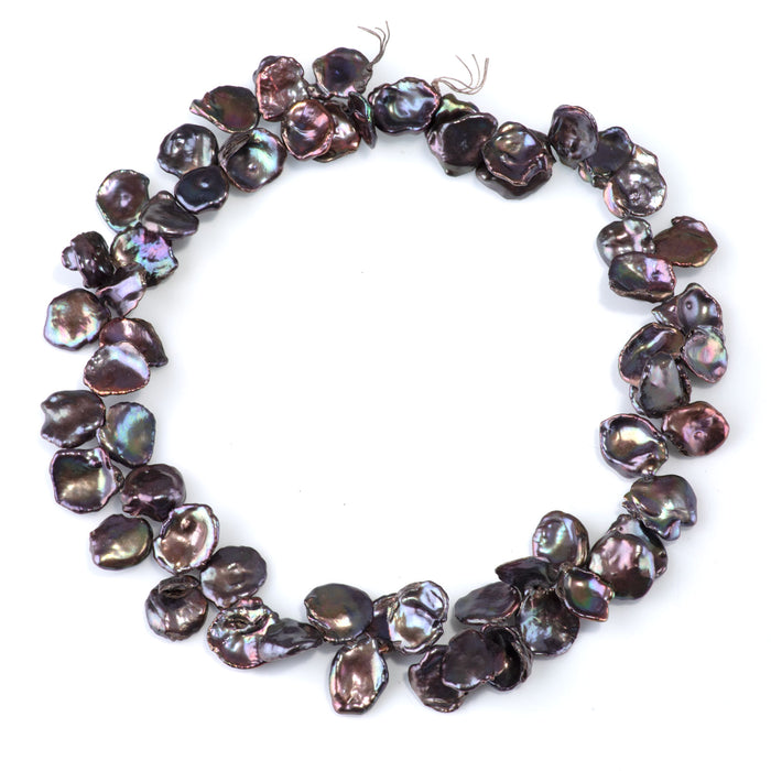 Freshwater Pearl 13-16mm Peacock Top Drill Keshi Beads - 15-16 Inch