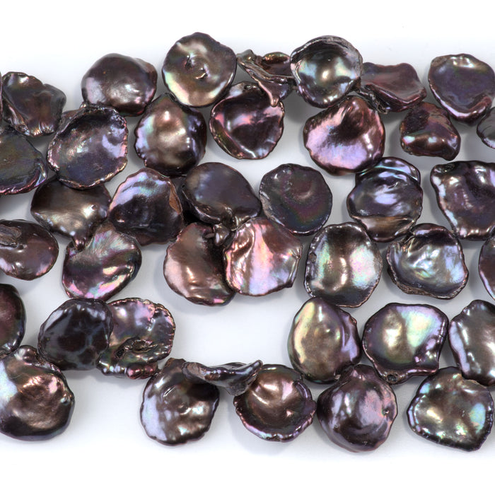 Freshwater Pearl 13-16mm Peacock Top Drill Keshi Beads - 15-16 Inch