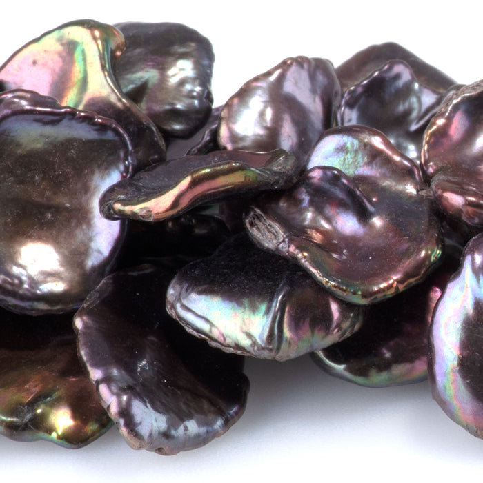 Freshwater Pearl 13-16mm Peacock Top Drill Keshi Beads - 15-16 Inch