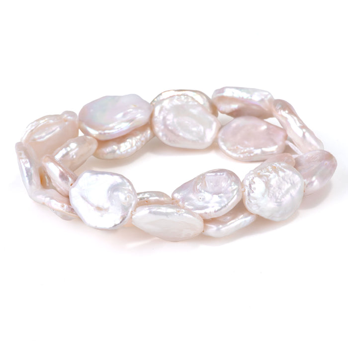 Freshwater Pearl 15-17x18-22mm Pale Pink Flat Oval Beads - 15-16 Inch