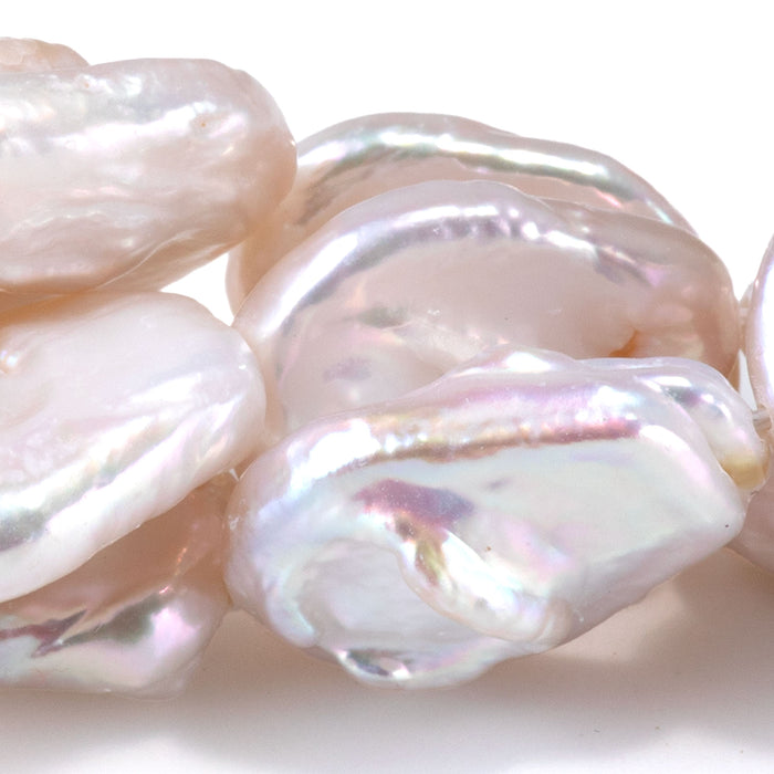 Freshwater Pearl 15-17x18-22mm Pale Pink Flat Oval Beads - 15-16 Inch