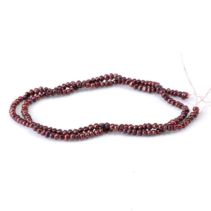 Freshwater Pearl 2-2.5mm Burgundy Potato Beads - 15-16 Inch