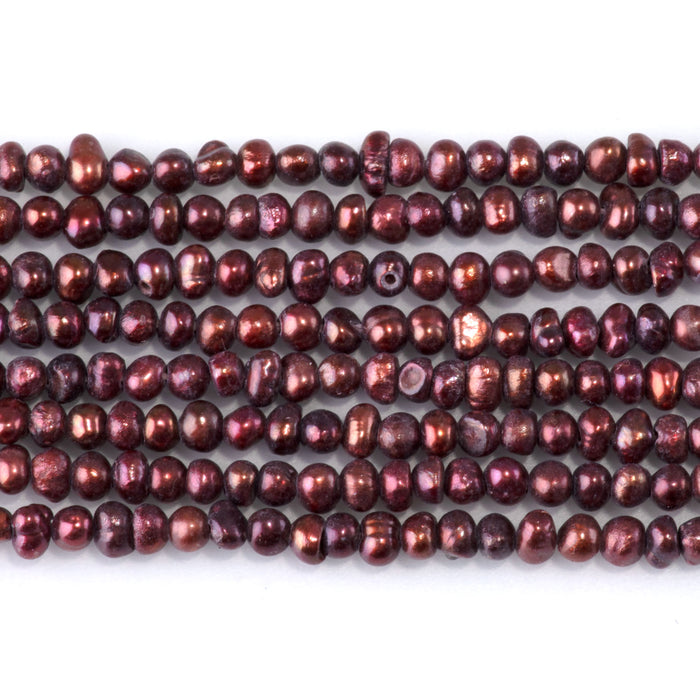 Freshwater Pearl 2-2.5mm Burgundy Potato Beads - 15-16 Inch