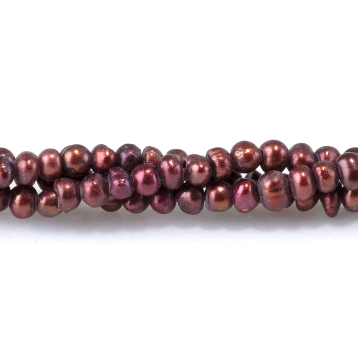 Freshwater Pearl 2-2.5mm Burgundy Potato Beads - 15-16 Inch