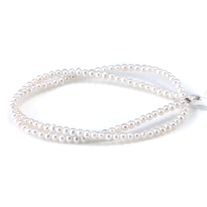 Freshwater Pearl 3-4mm White Potato Beads - 15-16 Inch