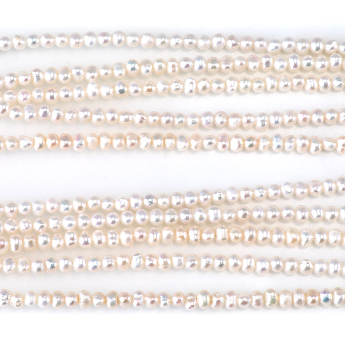 Freshwater Pearl 3-4mm White Potato Beads - 15-16 Inch