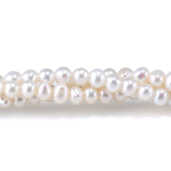 Freshwater Pearl 3-4mm White Potato Beads - 15-16 Inch