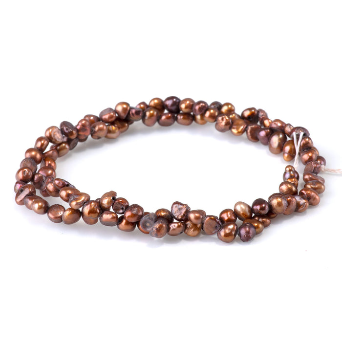 SPECIAL PRICE Freshwater Pearl 3-5mm Brown Irregular Button Beads - 15-16 Inch