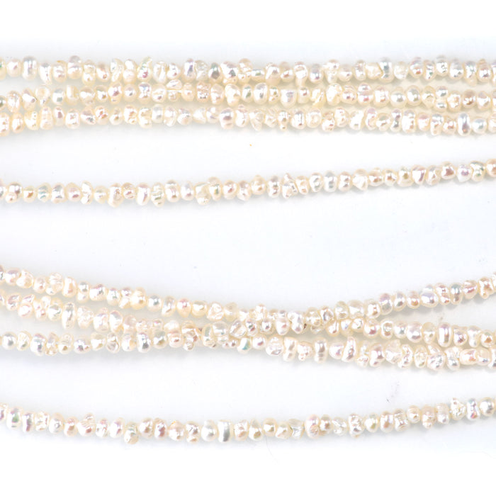 Freshwater Pearl 3mm White Cispy Potato Beads - 15-16 Inch