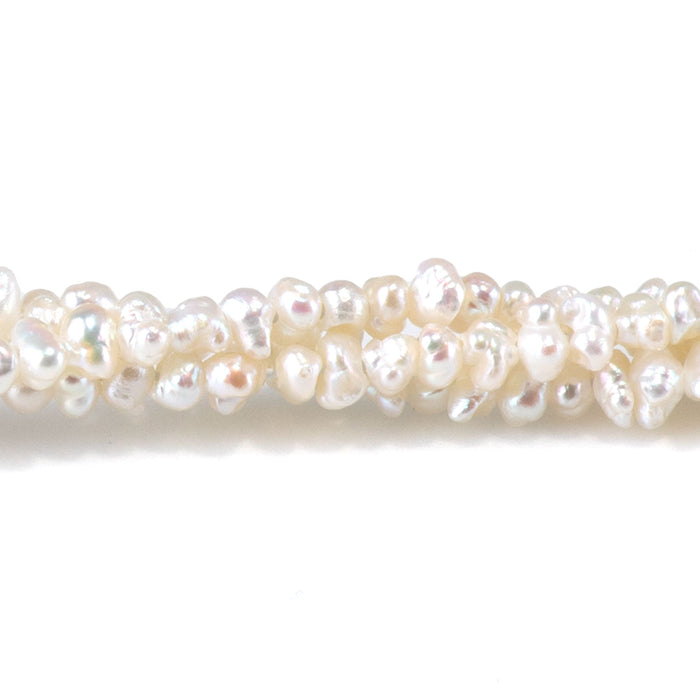Freshwater Pearl 3mm White Cispy Potato Beads - 15-16 Inch