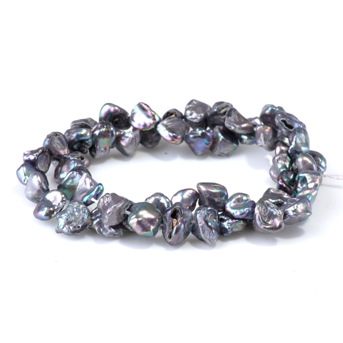 Freshwater Pearl 4-6x10-14mm Silver Keshi Beads - 15-16 Inch