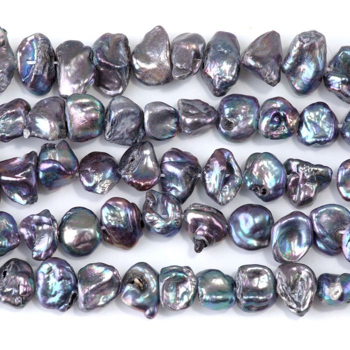 Freshwater Pearl 4-6x10-14mm Silver Keshi Beads - 15-16 Inch