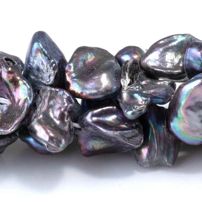 Freshwater Pearl 4-6x10-14mm Silver Keshi Beads - 15-16 Inch
