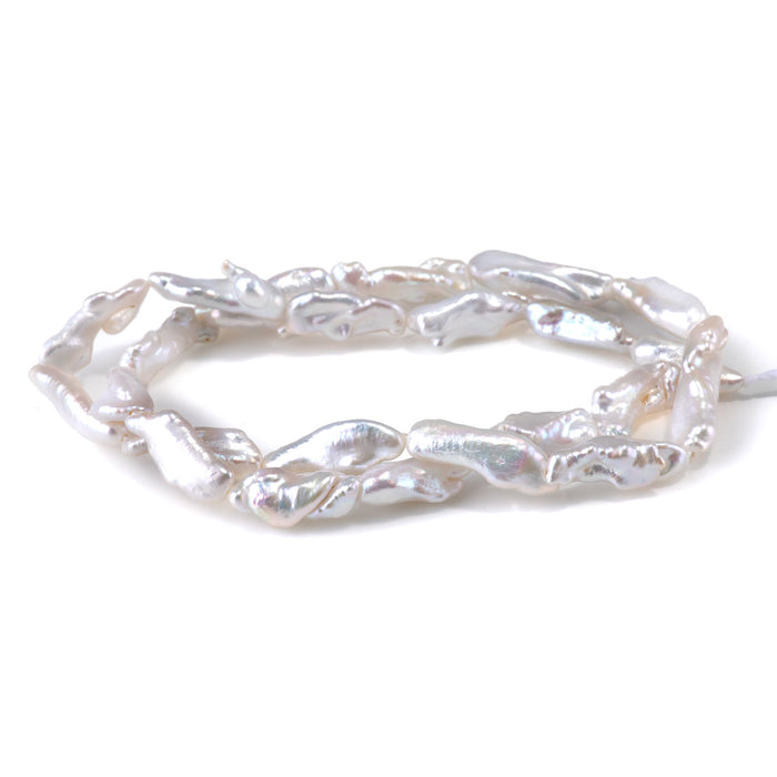 Freshwater Pearl 4x6-9x19mm White Keshi Rice Bead