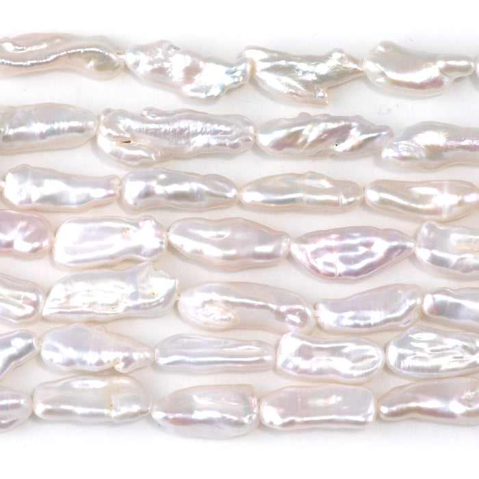 Freshwater Pearl 4x6-9x19mm White Keshi Rice Bead