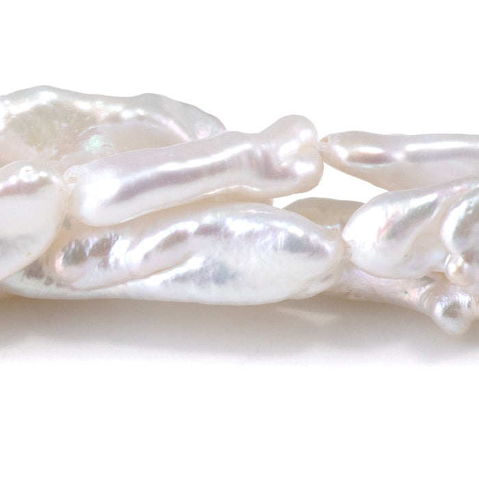 Freshwater Pearl 4x6-9x19mm White Keshi Rice Bead