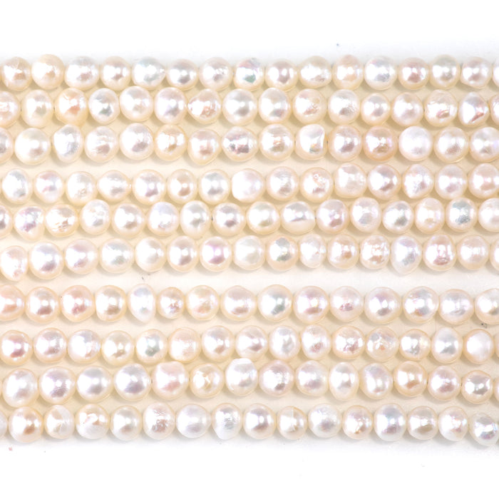 Freshwater Pearl 4-4.5mm White Potato Beads - 15-16 Inch