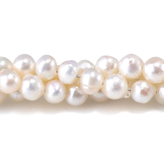 Freshwater Pearl 4-4.5mm White Potato Beads - 15-16 Inch