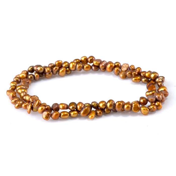 SPECIAL PRICE Freshwater Pearl 4-5mm Gold Irregular Button Beads - 15-16 Inch