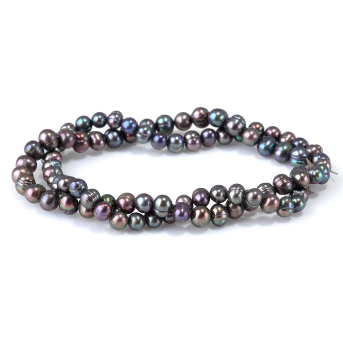 Freshwater Pearl 4-5mm Peacock Potato Beads - 15-16 Inch