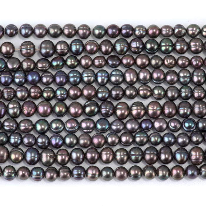 Freshwater Pearl 4-5mm Peacock Potato Beads - 15-16 Inch