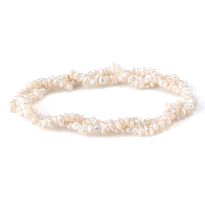 Freshwater Pearl 4mm White Crispy Chip Beads - 15-16 Inch