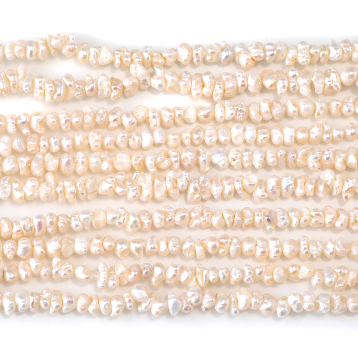 Freshwater Pearl 4mm White Crispy Chip Beads - 15-16 Inch