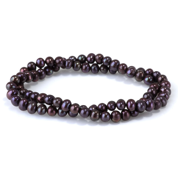Freshwater Pearl 5-6mm Dark Brown Potato Beads - 15-16 Inch