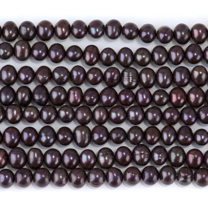 Freshwater Pearl 5-6mm Dark Brown Potato Beads - 15-16 Inch