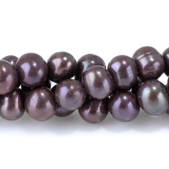 Freshwater Pearl 5-6mm Dark Brown Potato Beads - 15-16 Inch