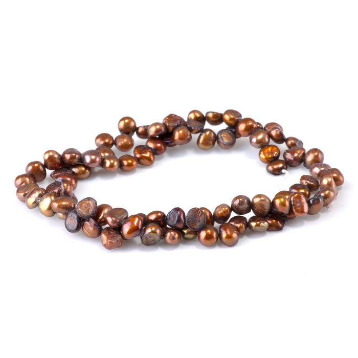 SPECIAL PRICE Freshwater Pearl 5-7mm Brown Irregular Button Beads - 15-16 Inch