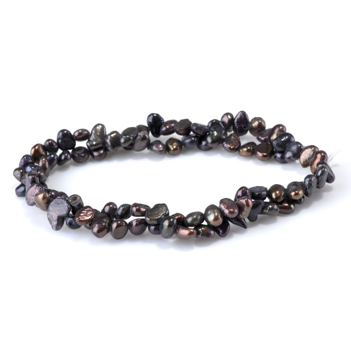 SPECIAL PRICE Freshwater Pearl 5-7mm Peacock Irregular Button Beads - 15-16 Inch