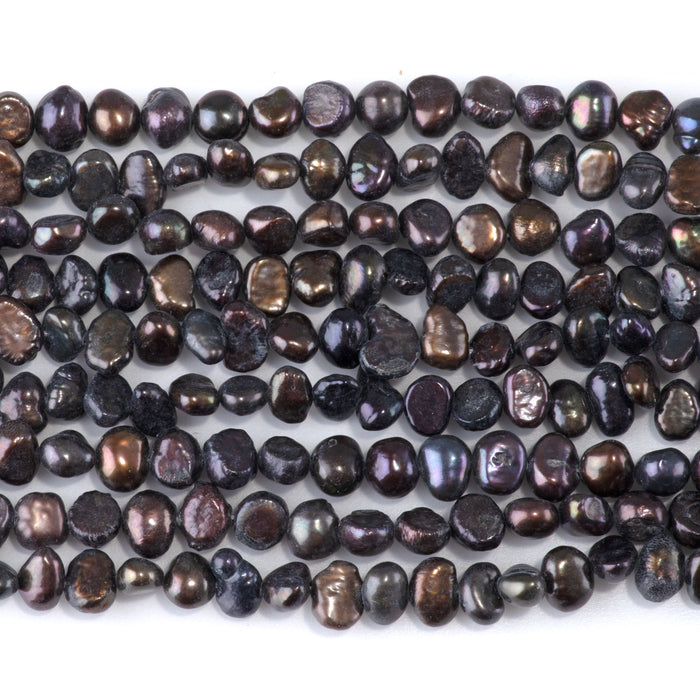 SPECIAL PRICE Freshwater Pearl 5-7mm Peacock Irregular Button Beads - 15-16 Inch
