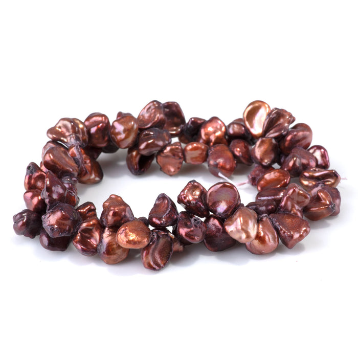Freshwater Pearl 6-10mm Copper Top Drill Keshi Beads - 15-16 Inch