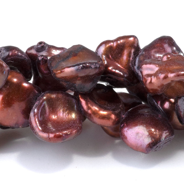 Freshwater Pearl 6-10mm Copper Top Drill Keshi Beads - 15-16 Inch
