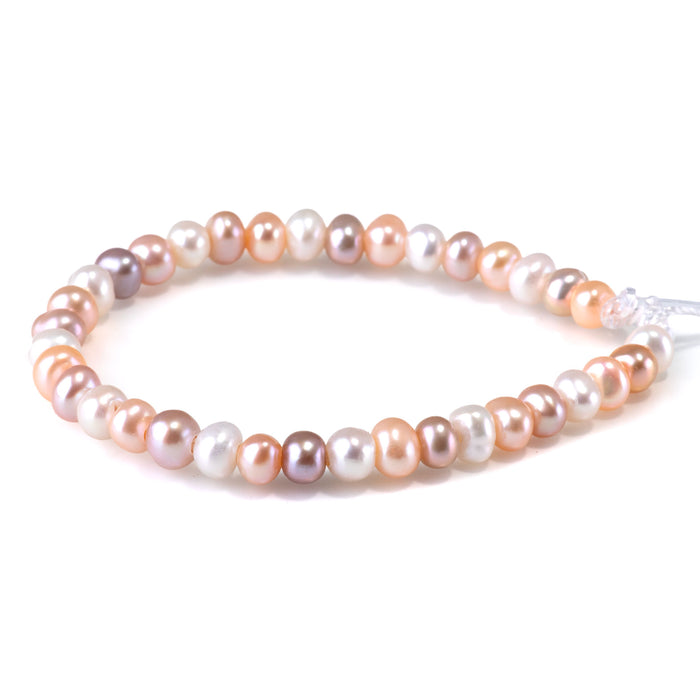 Freshwater Pearl 6-7mm Multi Pastel Oval Large Hole Beads - 8 Inch