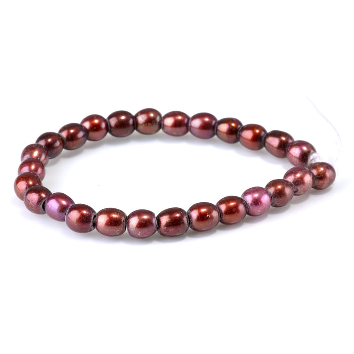 Freshwater Pearl 6-7mm Pink/Brown Potato Large Hole Beads - 8-Inch