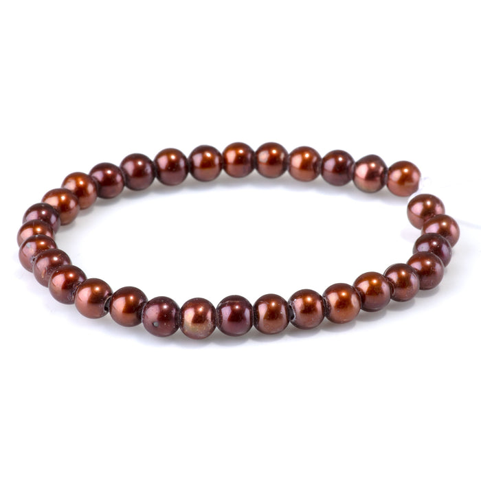 Freshwater Pearl 6-7mm Red/Brown/Gold Potato Large Hole Beads - 8-Inch