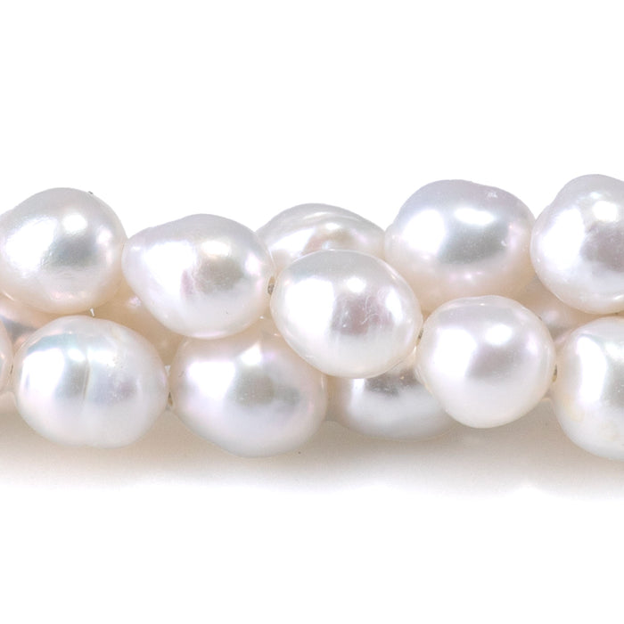 This is a Dakota Stones 6-7mm Freshwater Pearl White Potato Gemstone strand of round beads in 15-16 inch strand.