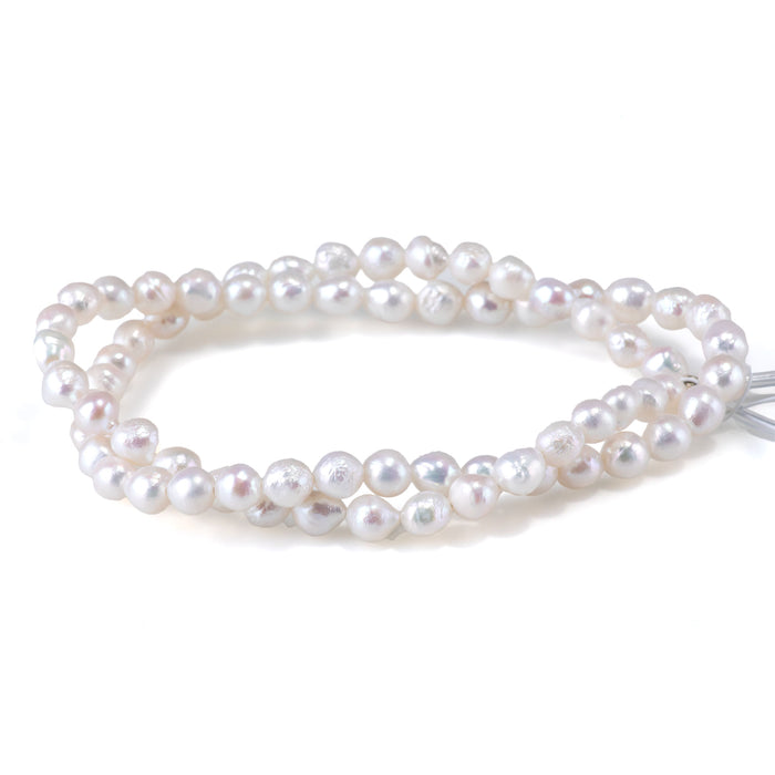 Freshwater Pearl 6mm White Baroque Beads - 15-16 Inch