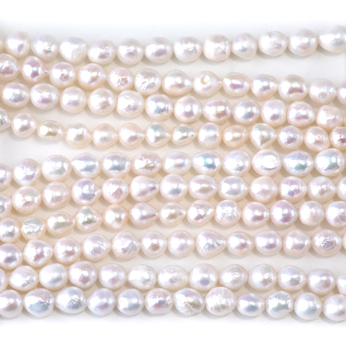 Freshwater Pearl 6mm White Baroque Beads - 15-16 Inch