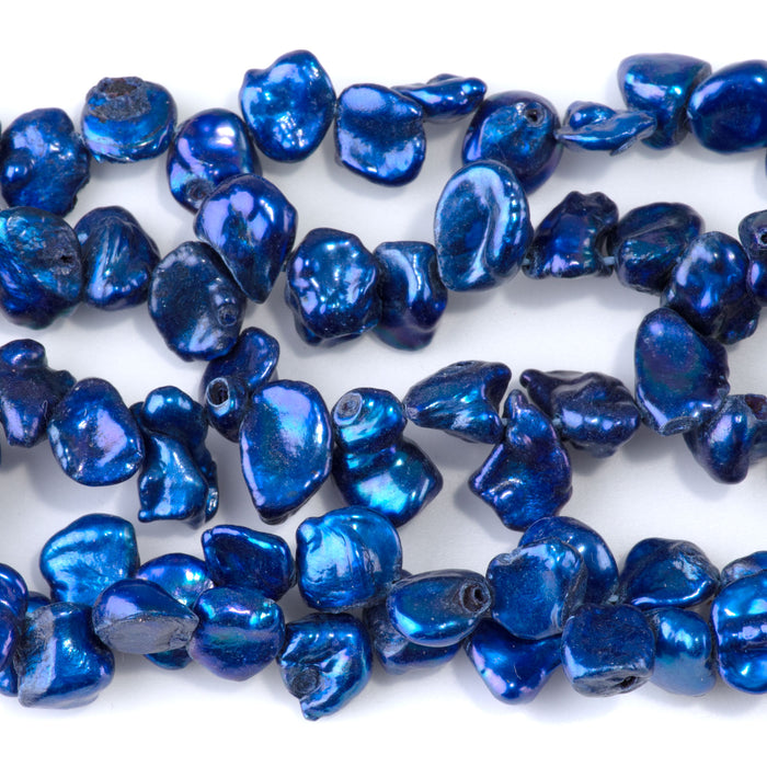 Freshwater Pearl 7-12mm Blue Top Drill Keshi Beads - 15-16 Inch